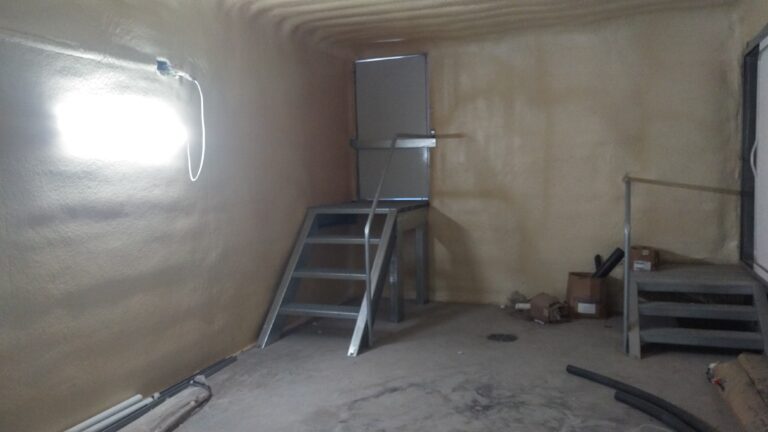 custom staircase in an air plenum on potato storage
